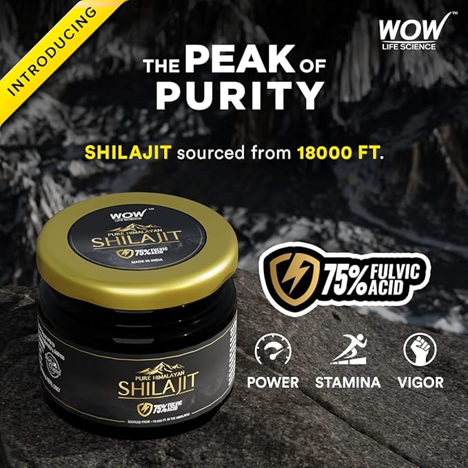 WOW Life Science Pure Himalayan Shilajit Resin | 75% Fulvic Acid | Power and Stamina