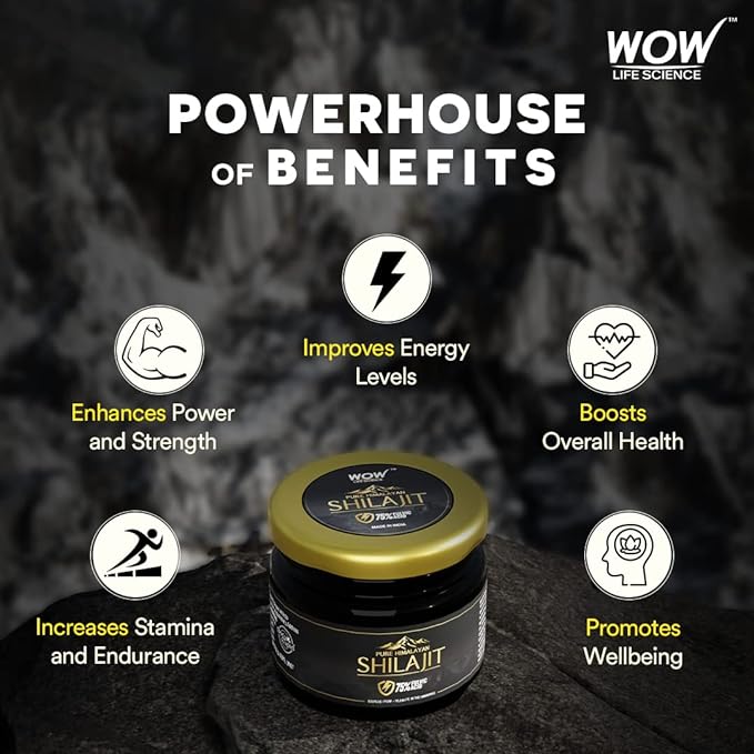 WOW Life Science Pure Himalayan Shilajit Resin | 75% Fulvic Acid | Power and Stamina