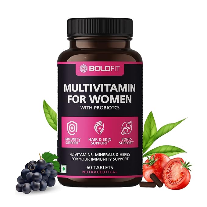 Boldfit Multivitamin for Women | Probiotics | Hair Growth | Skin and Bones | Immunity