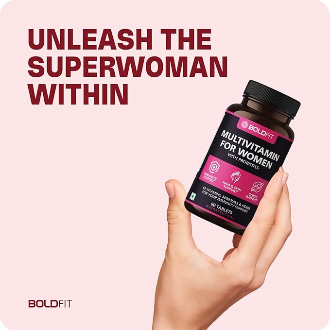 Boldfit Multivitamin for Women | Probiotics | Hair Growth | Skin and Bones | Immunity
