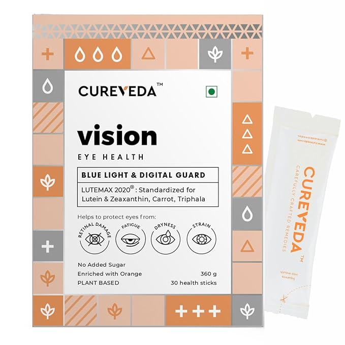 Cureveda Vision | Plant Based | Blue Light Guard | Zeaxanthin | Carrot and Triphala