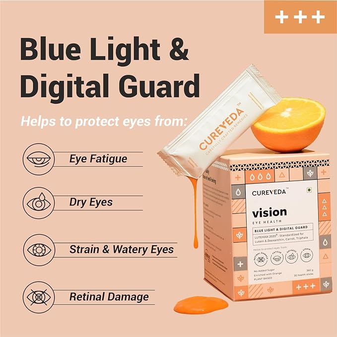 Cureveda Vision | Plant Based | Blue Light Guard | Zeaxanthin | Carrot and Triphala