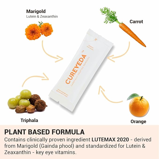 Cureveda Vision | Plant Based | Blue Light Guard | Zeaxanthin | Carrot and Triphala