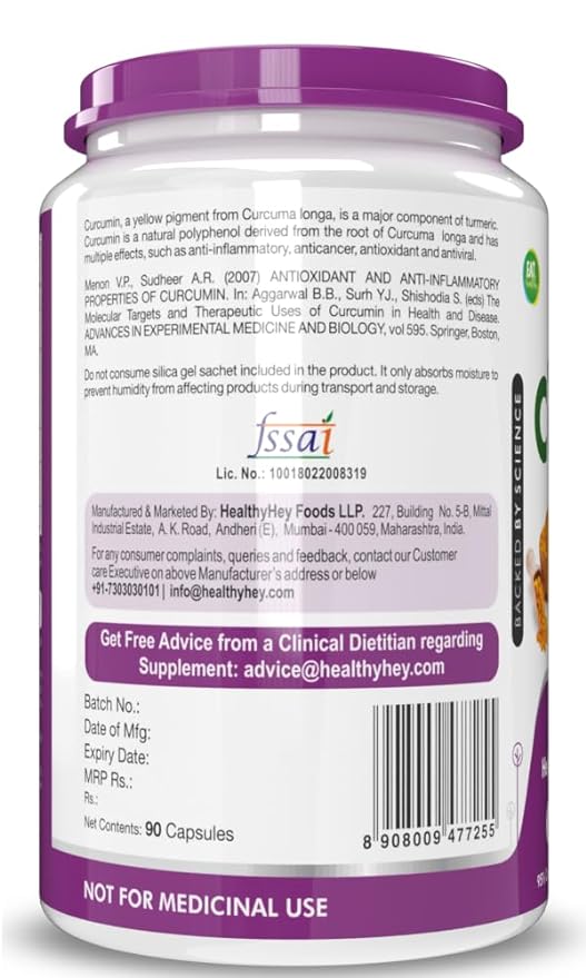 HealthyHey Curcumin + Bioperine 1310mg | Organic Turmeric