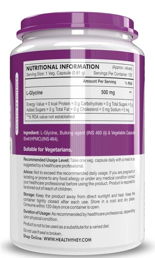 HealthyHey Glycine Supplement | Supports Collagen Synthesis and Sleep
