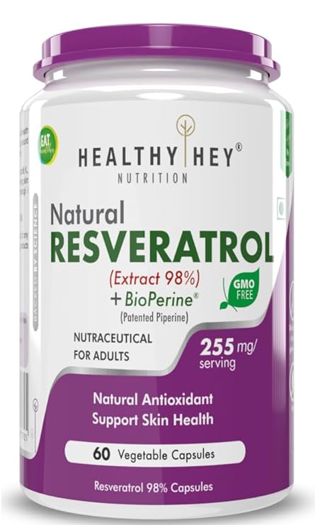 HealthyHey Resveratrol Extract 98% | BioPerine | Max Absorption