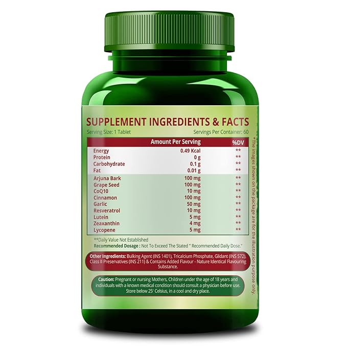 Himalayan Organics Heart Care Supplement | Arjuna Bark | CoQ10 and Resveratrol