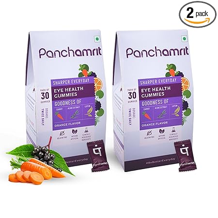 Panchamrit Eye Health Gummies | Lutein and Zeaxanthin | Reduces Eye Strain | Orange