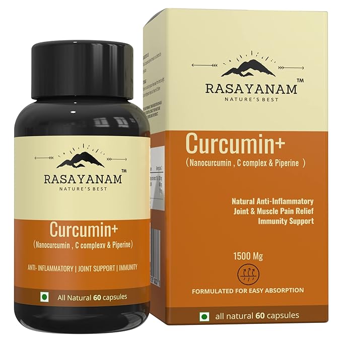 Rasayanam Curcumin 1500mg | NanoCurcumin | Bioperine | Natural Antioxidant and Anti-Inflammation