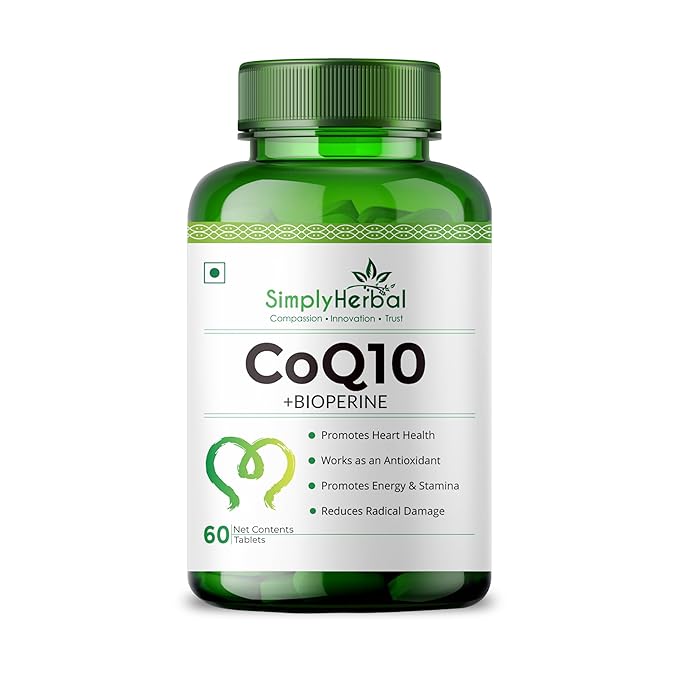 Simply Herbal CoQ10 200mg | Bioperine | Antioxidant | Heart and Energy Support