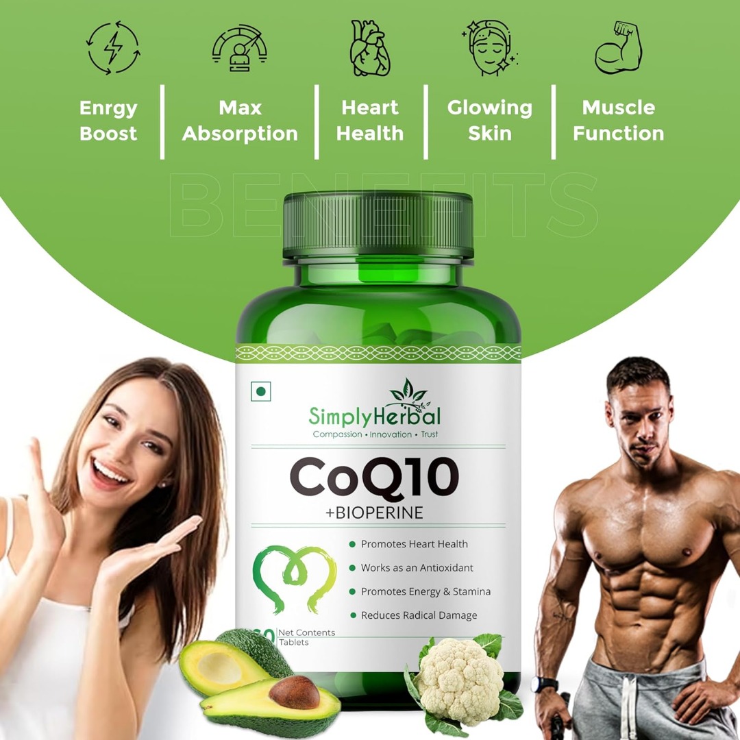 Simply Herbal CoQ10 200mg | Bioperine | Antioxidant | Heart and Energy Support