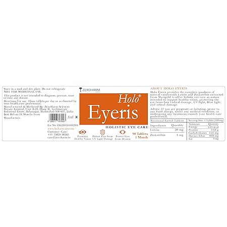 ZEROHARM Eye Vitamins | Lutein and Zeaxanthin | Blue Light Protection | Eye Defence