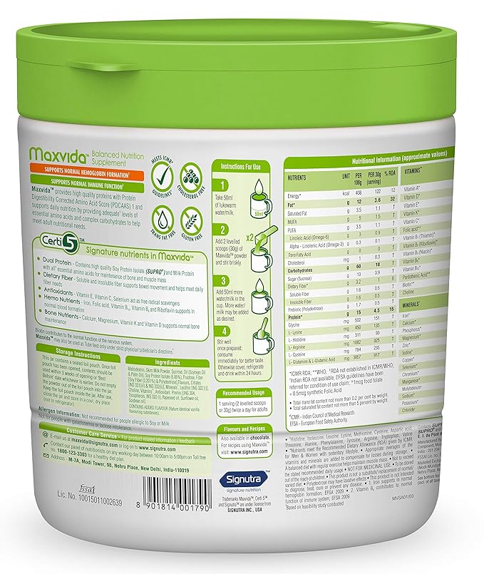 Maxvida Balanced Nutrition Supplement | Adults | Vanilla