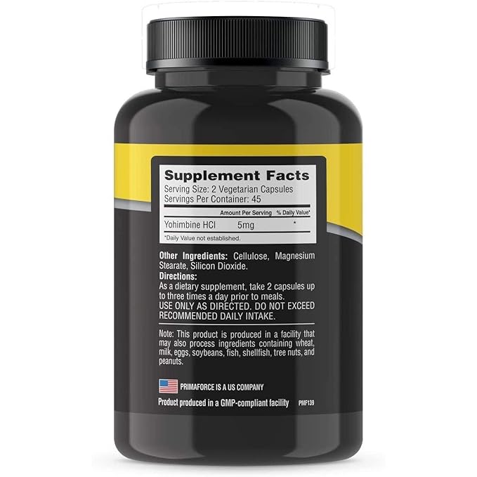 Primaforce Yohimbine HCl 2.5mg | Fat Loss | Metabolism Boost