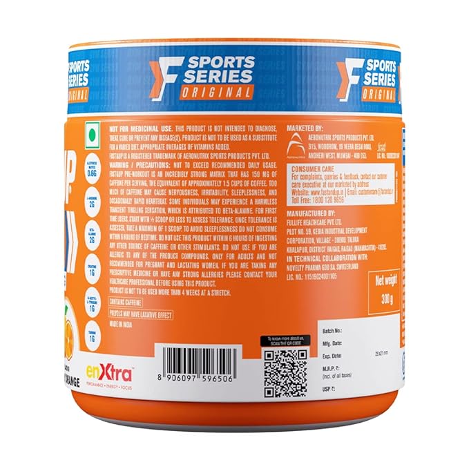 FastandUp Pre Workout | Caffeine | Creatine | Beta Alanine and Taurine | Energy and Endurance