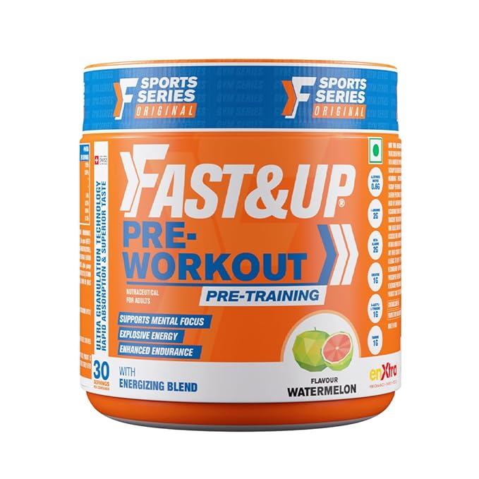 FastandUp Pre Workout | Caffeine | Creatine | Beta Alanine and Taurine | Energy and Performance