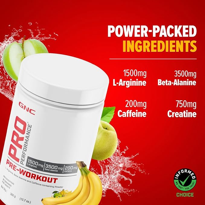 GNC Pro Performance Pre-Workout | 3500mg Beta-Alanine | 200mg Caffeine | Energy & Endurance | Lemon