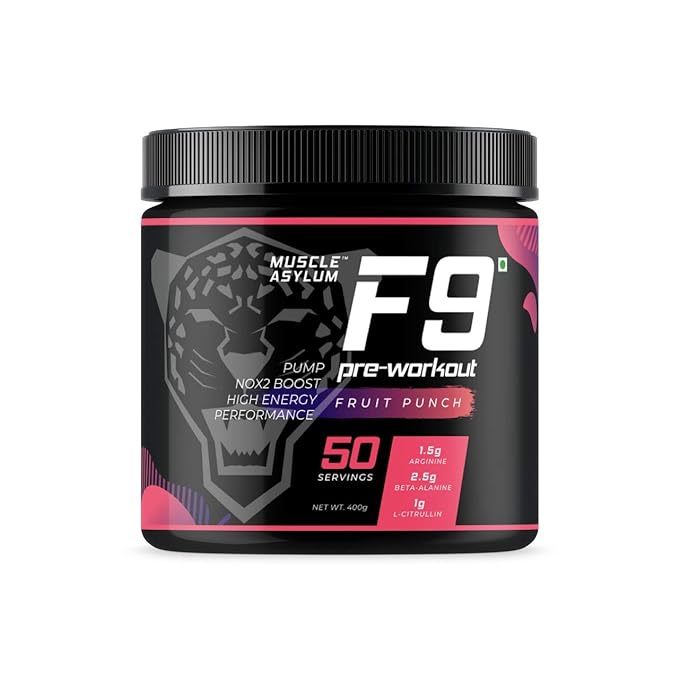 Muscle Asylum F9 Pre Workout | 50 Servings | BCAA | Pump and Strength