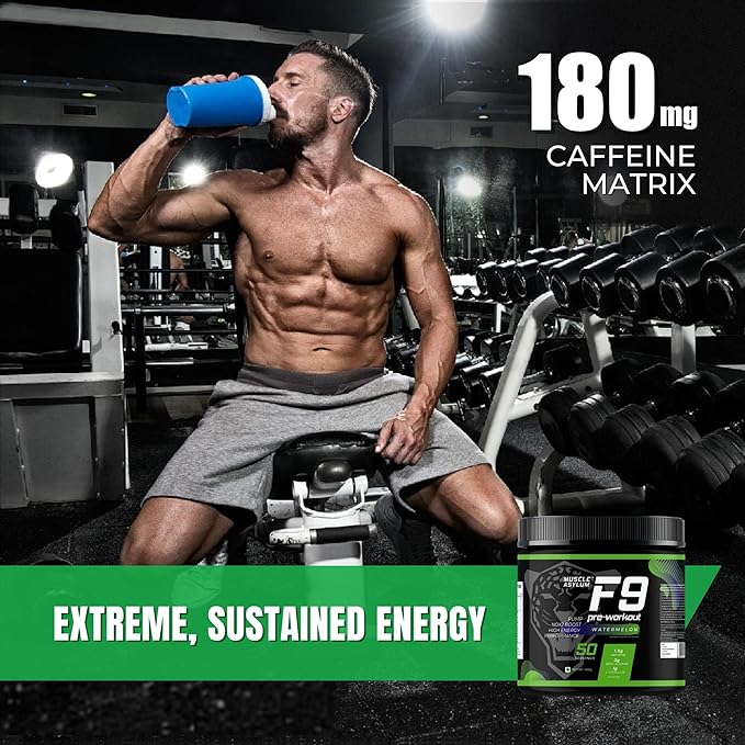 Muscle Asylum F9 Pre Workout | 50 Servings | BCAA | Energy and Focus | Watermelon