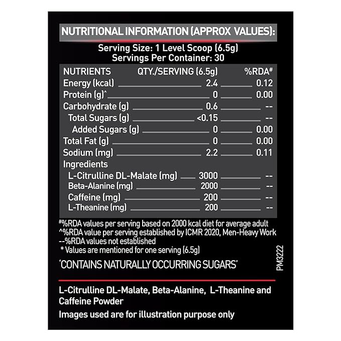 MuscleBlaze Pre-Workout 200 Xtreme | 200mg Caffeine | 2000mg Beta-Alanine | 3000mg Citrulline | Endurance