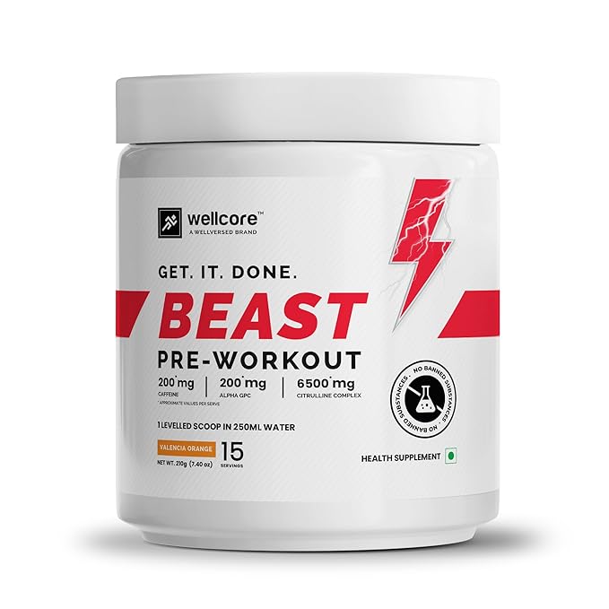 Wellcore Warrior Pre-Workout | Caffeine-Free | Explosive Strength | Intensified Focus | Valencia Orange