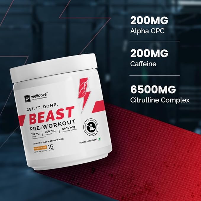 Wellcore Warrior Pre-Workout | Caffeine-Free | Explosive Strength | Intensified Focus | Valencia Orange