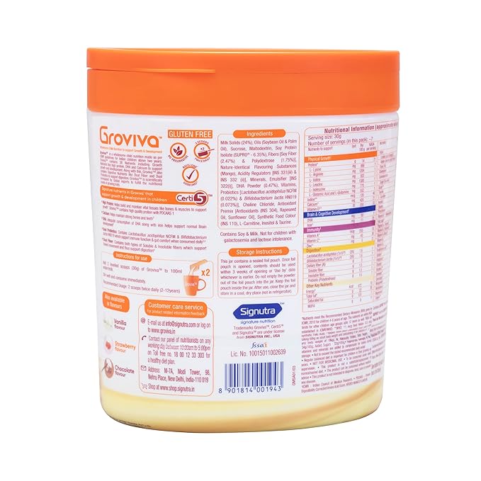 Groviva Customized Health & Nutrition Drink for Kids, Mango Flavour (Jar)
