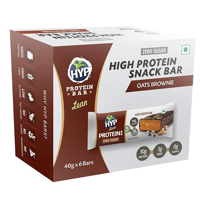HYP Sugarfree Protein Bar, Oats Brownie (Pack of 6)