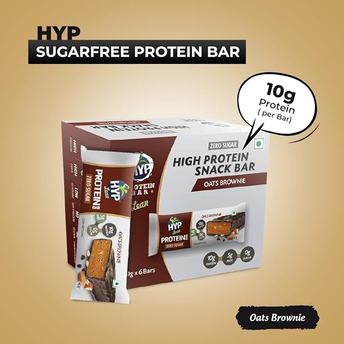 HYP Sugarfree Protein Bar, Oats Brownie (Pack of 6)