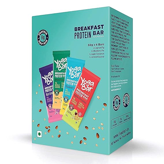 Yogabar Breakfast Protein Variety, Box of 6 Bars (Pack of 2)