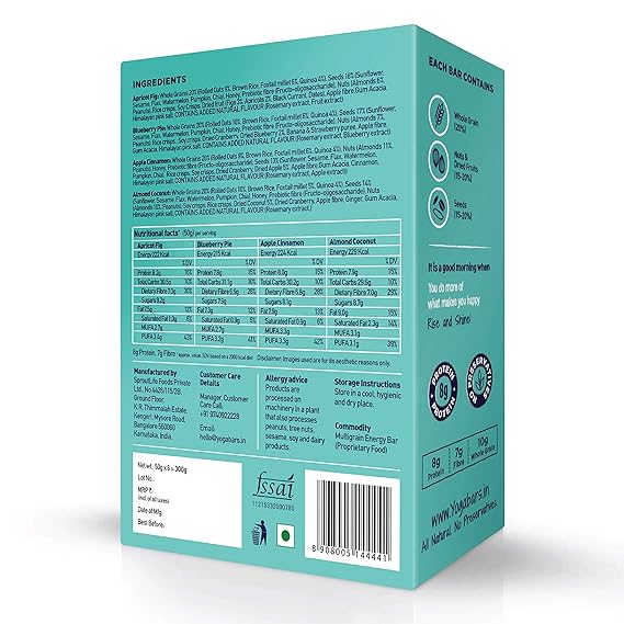 Yogabar Breakfast Protein Variety, Box of 6 Bars (Pack of 2)
