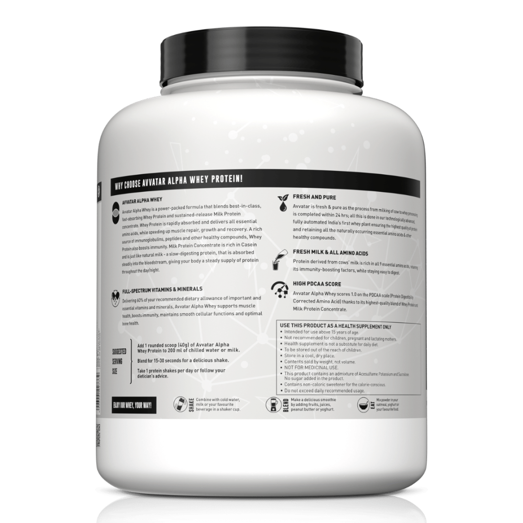 Avvatar Alpha Whey Protein | Isolate and Concentrate Blend | 27g Protein | Fresh Cow Milk | Lean Muscle | Caramel Creme