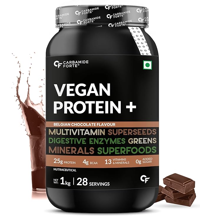 Carbamide Forte Vegan Protein Powder | Pea Protein | Multivitamin and Superfoods | Digestive Enzymes | Chocolate Hazelnut