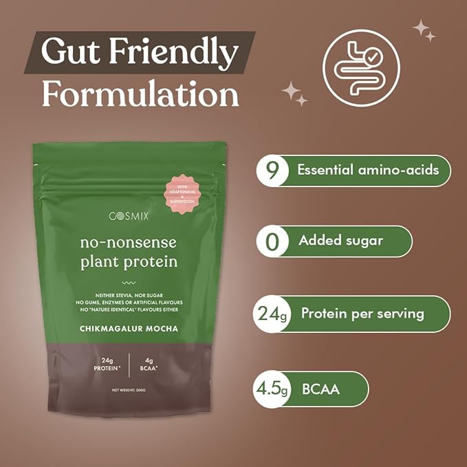 Cosmix No Nonsense Organic Plant Protein | 24g Protein | Rice and Pea Isolate | Vegan | Gluten-Free