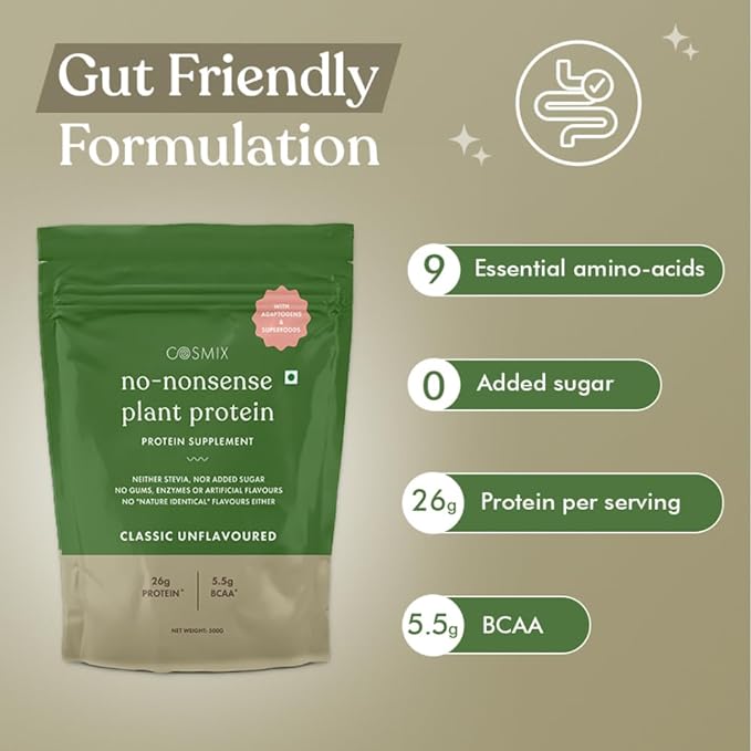 Cosmix No Nonsense Organic Plant Protein | 24g Protein | Rice and Pea Isolate | Vegan | Gluten-Free