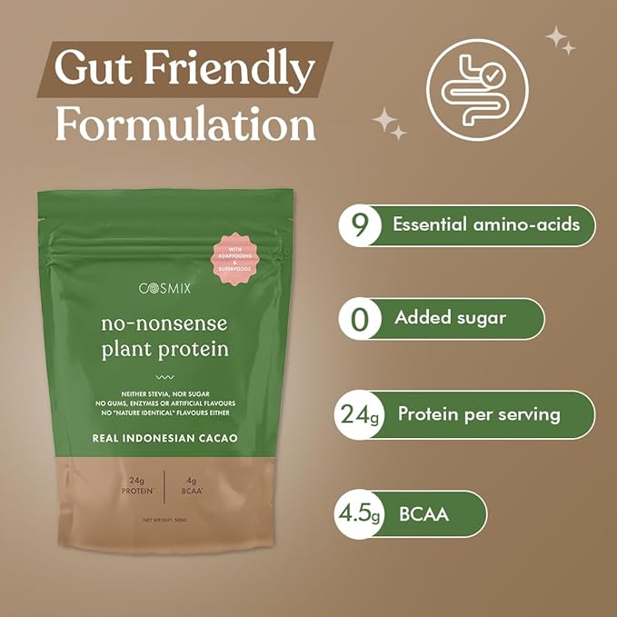 Cosmix No Nonsense Organic Plant Protein | 24g Protein | Rice and Pea Isolate | Vegan | Gluten-Free