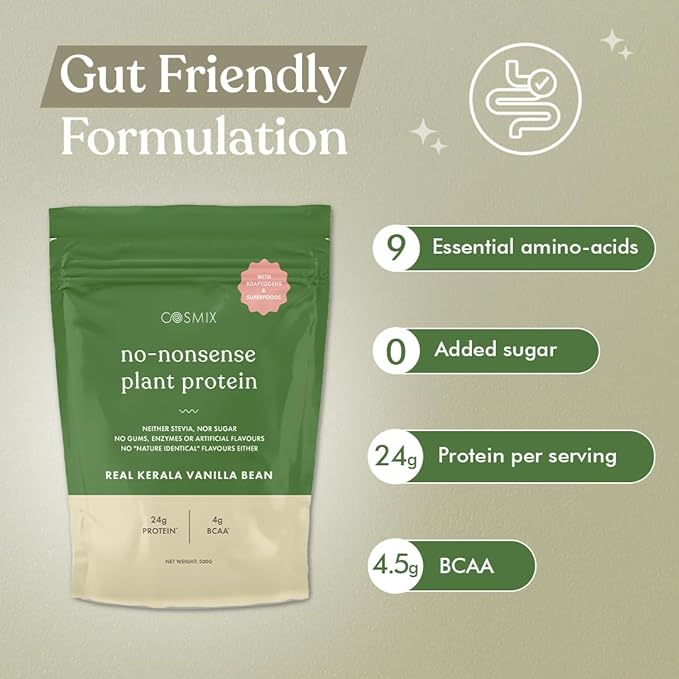 Cosmix No Nonsense Organic Plant Protein | 24g Protein | Rice and Pea Isolate | Vegan | Gluten-Free