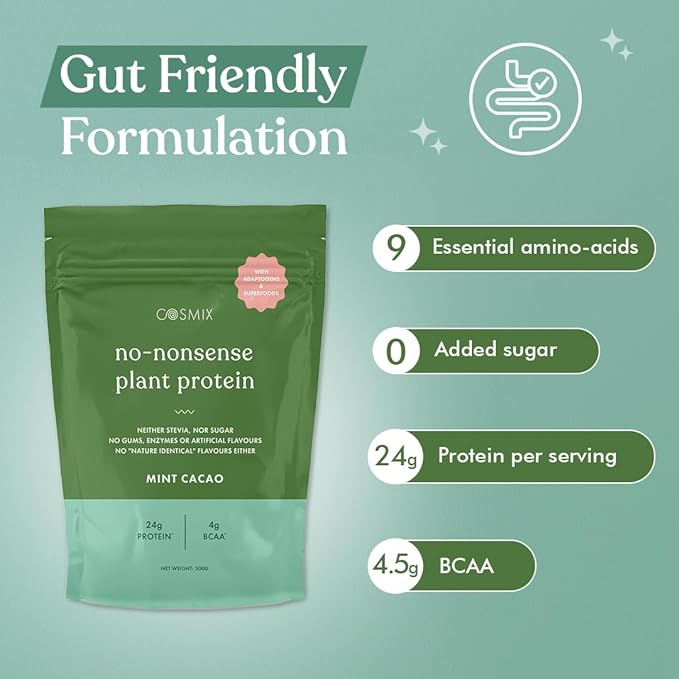 Cosmix No Nonsense Organic Plant Protein | 24g Protein | Rice and Pea Isolate | Vegan | Gluten-Free