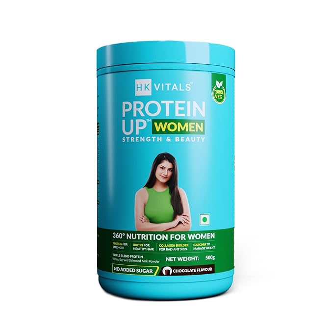HK Vitals ProteinUp Women | Soy | Whey and Collagen Builder Blend | Biotin | Garcinia | Chocolate