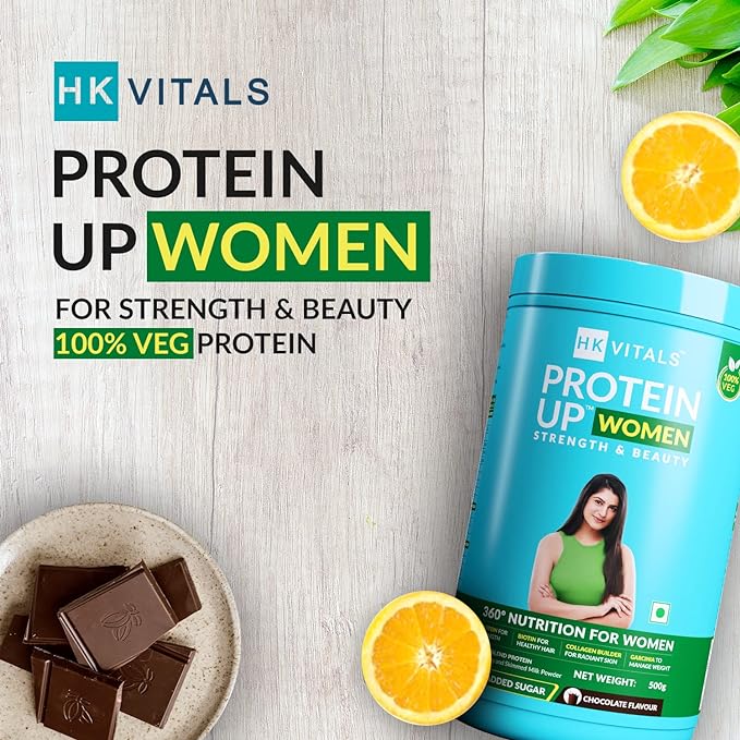 HK Vitals ProteinUp Women | Soy | Whey and Collagen Builder Blend | Biotin | Garcinia | Chocolate