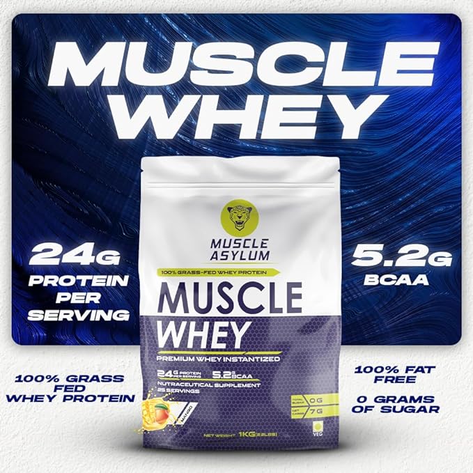 Muscle Asylum Whey 100% Protein | 24g Protein | 5.29g BCAA | Lean Muscle | Muscle Recovery