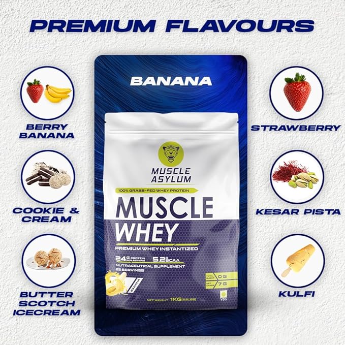 Muscle Asylum Whey 100 Protein | 24g Protein | Lean Muscle | Banana