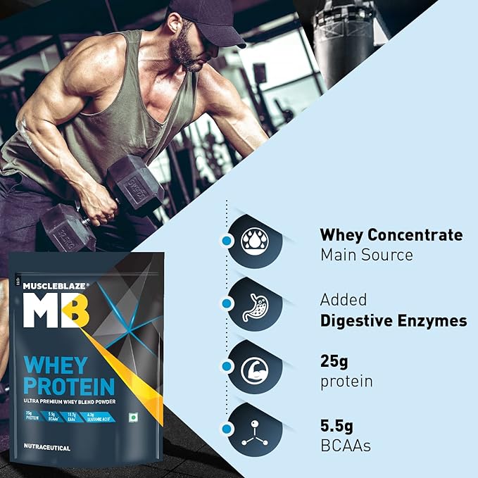 MuscleBlaze 100% Whey Protein | Ultra Premium Blend | Digestive Enzymes | Chocolate