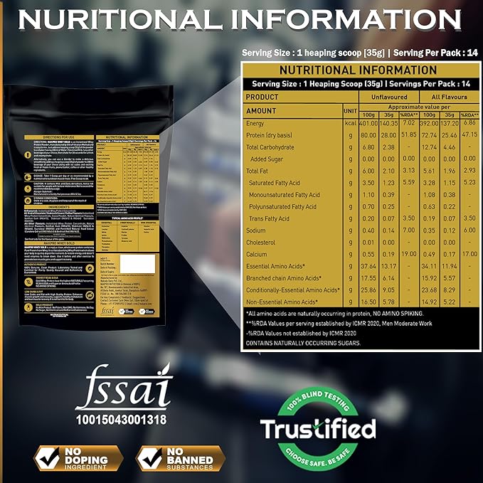 Nakpro Gold Whey Protein | Concentrate and Isolate | Trustified Certified | Muscle Recovery