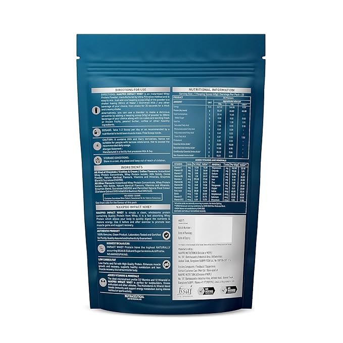 Nakpro Impact Whey Protein | 24g Protein | 4.9g BCAA | Isolate and Concentrate | Digestive Enzymes | Cookies and Cream