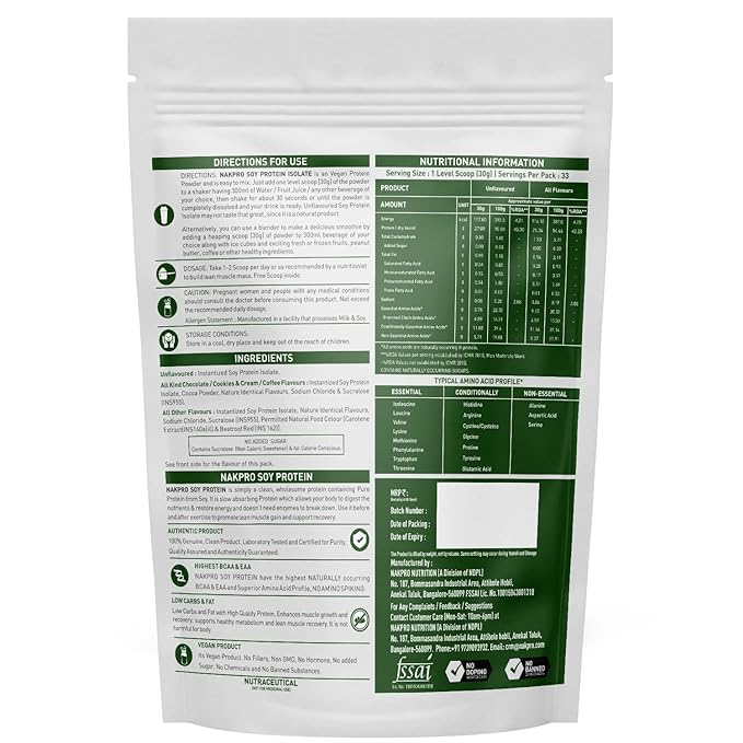 Nakpro Vegan Platinum Soy Protein Isolate | 25.34g Protein | 4.59g BCAA | Plant Based