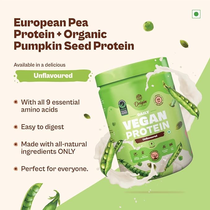 Origin Nutrition 100% Vegan Plant Protein | 25g Protein | Dairy-Free | No Added Sugar | Unflavoured