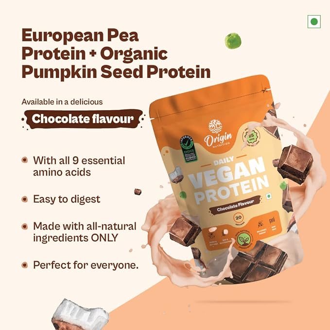 Origin Nutrition 100% Natural Vegan Plant Protein | 25g Protein | Chocolate