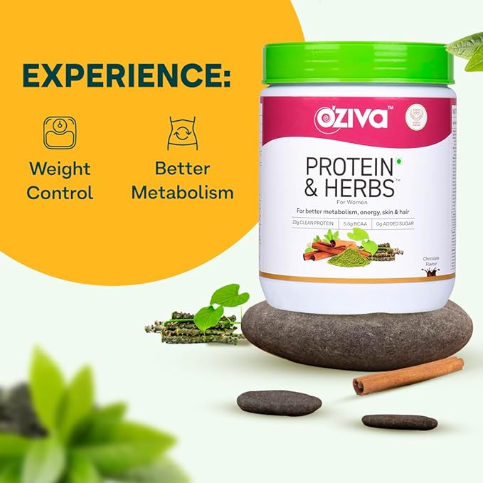 OZiva Protein and Herbs for Women | Whey Protein | Weight Management | No Sugar | Vanilla Almond