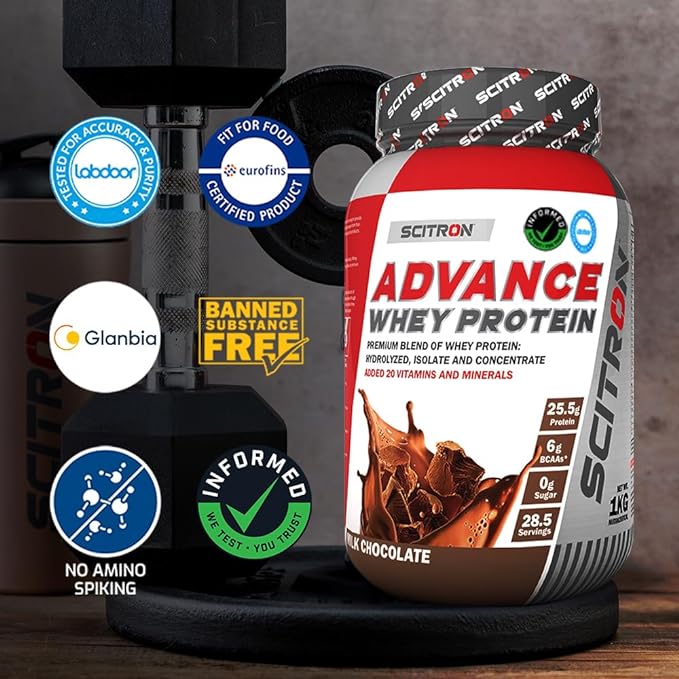 Scitron Advance Whey Protein | Vitamins | Informed Choice Certified | Chocolate
